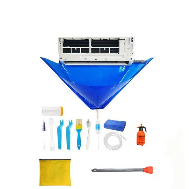 AULEDIO Kit de nettoyage pour climatiseur avec housse de protection imperméable et 10 outils de nettoyage CVC