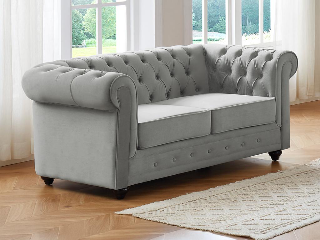 Divano posti Velluto Grigio CHESTERFIELD Leroy Merlin