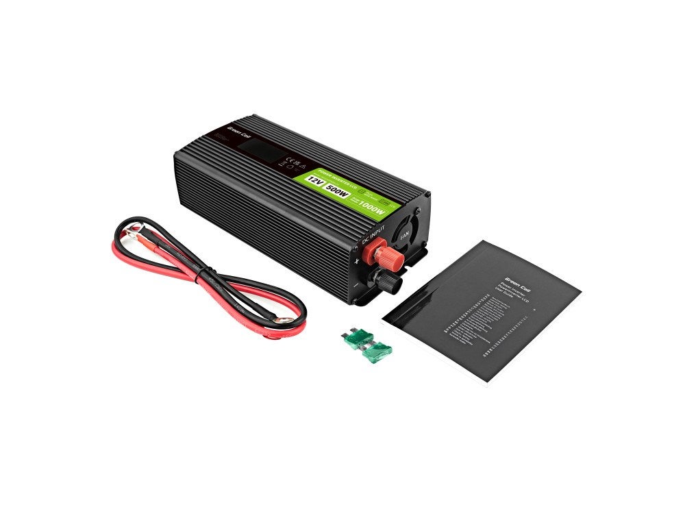 Green Cell PowerInverter LCD 12V 500W/10000W inverter per auto con display - onda sinusoidale pura - 4