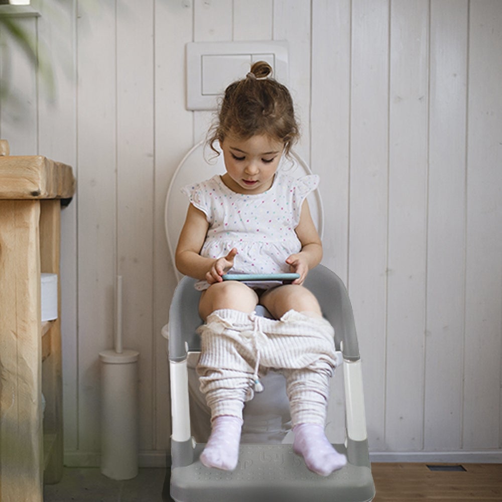 Siège de toilette pour enfant Mobiclinic Lala adaptateur de toilette pour enfant avec échelle antidérapant gris et blanc - 3