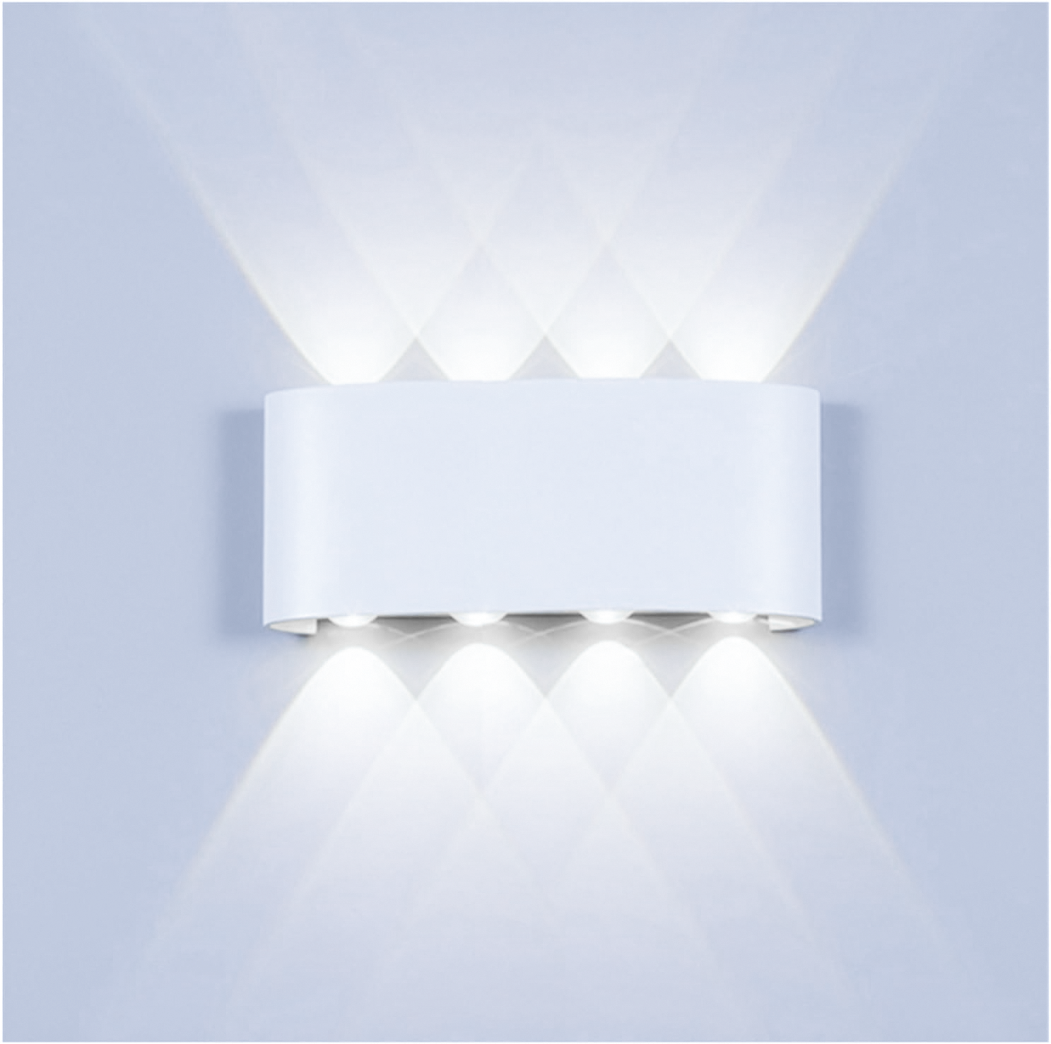 Lampa ścienna LED do wnętrz i na zewnątrz, aluminiowa lampa ogrodowa 8 W, lampa ścienna 8 LED, wodoodporna IP65, światło białe 6000 K