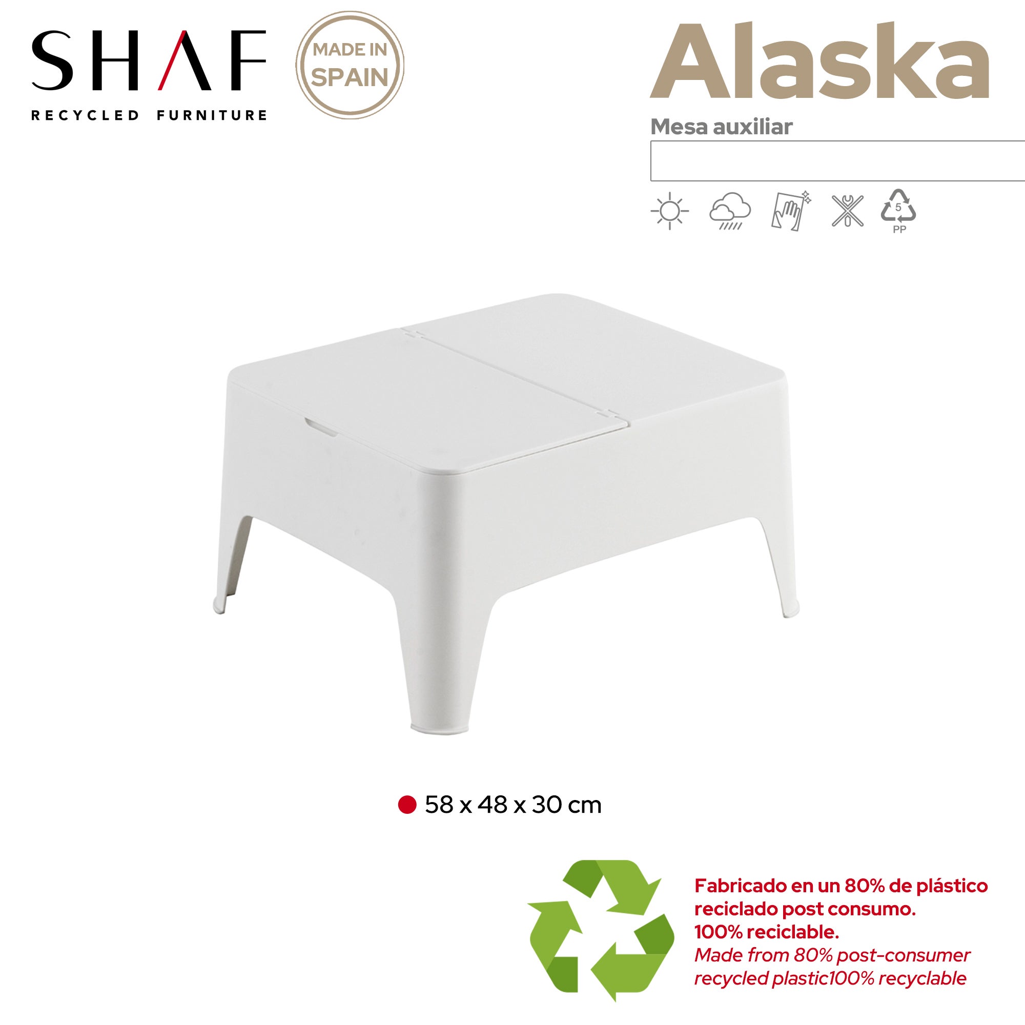 Table d'appui avec espace de rangement Alaska Blanche - 6