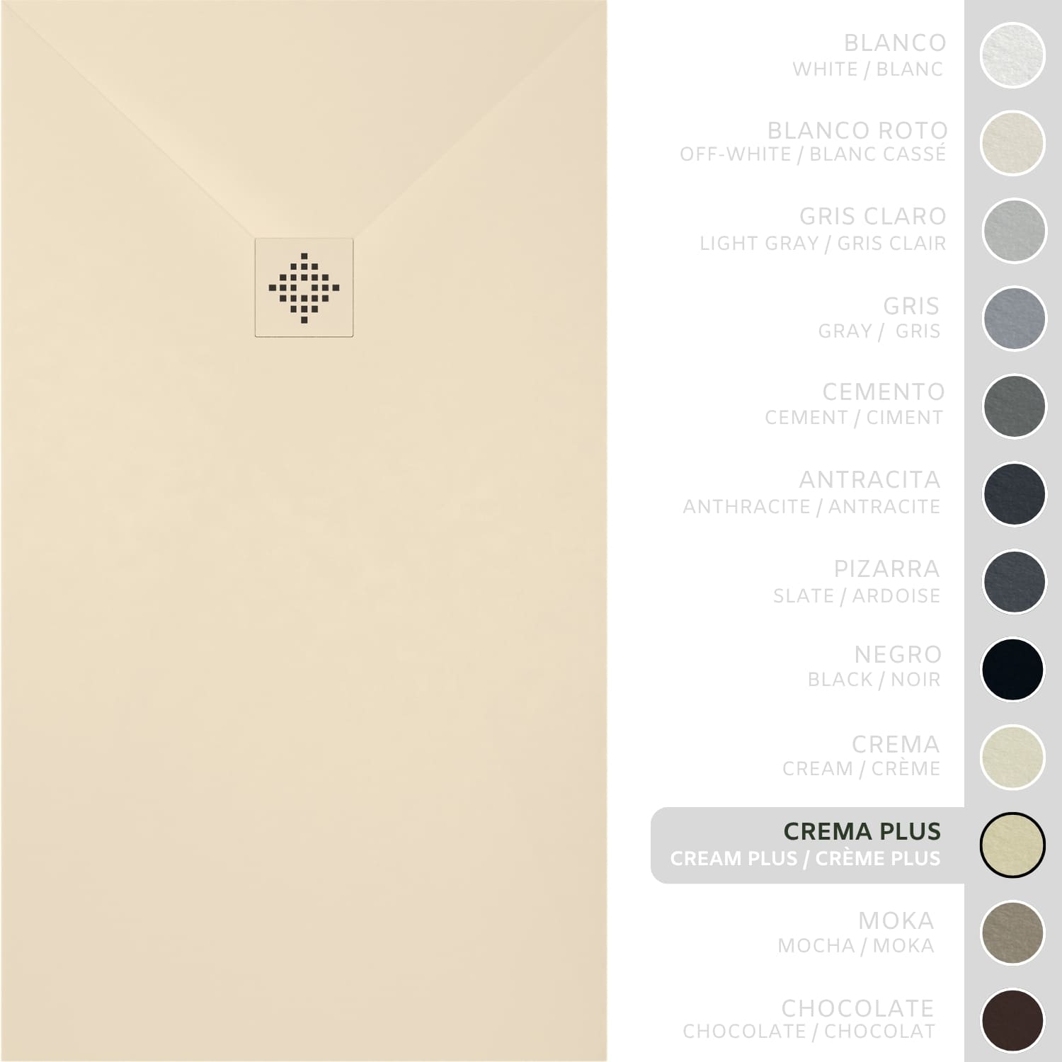 SOULHOME Brodzik prysznicowy– Żywica– Gel Coat– Gładka/Kamienna tekstura – Antypoślizgowy – Kolor intensywnie kremowy – 75x75- Niski 3 cm– SAME