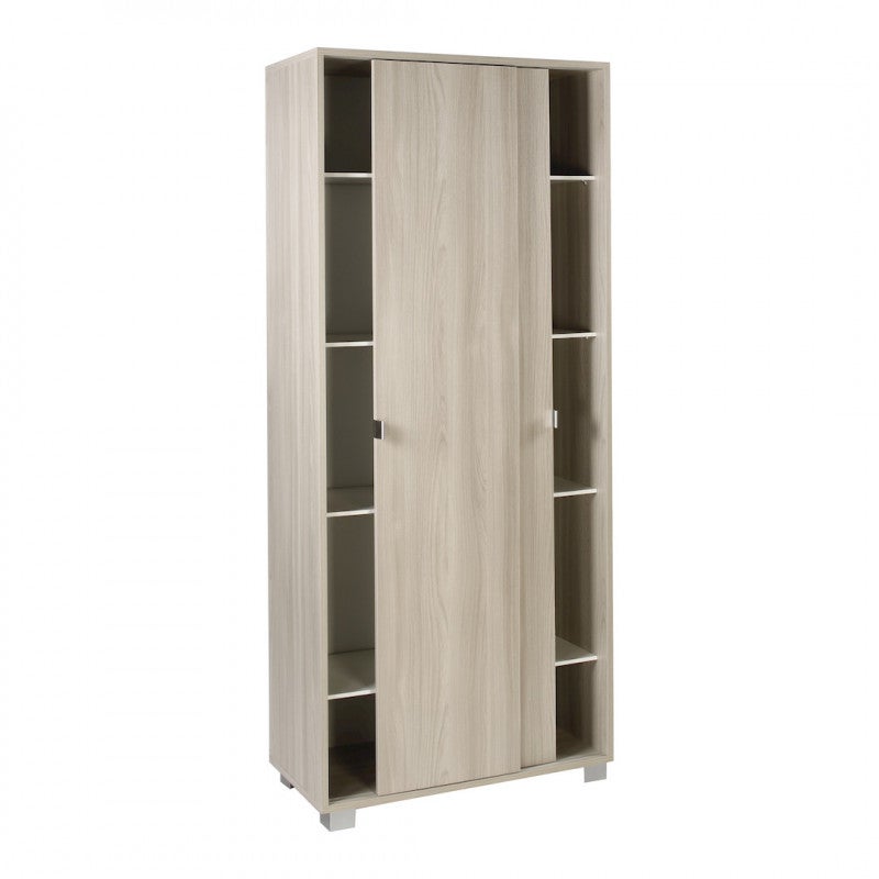Armoire coulissante à 2 portes, 82 L x 42 P x 190 H, finition orme clair, Sarmog - 3