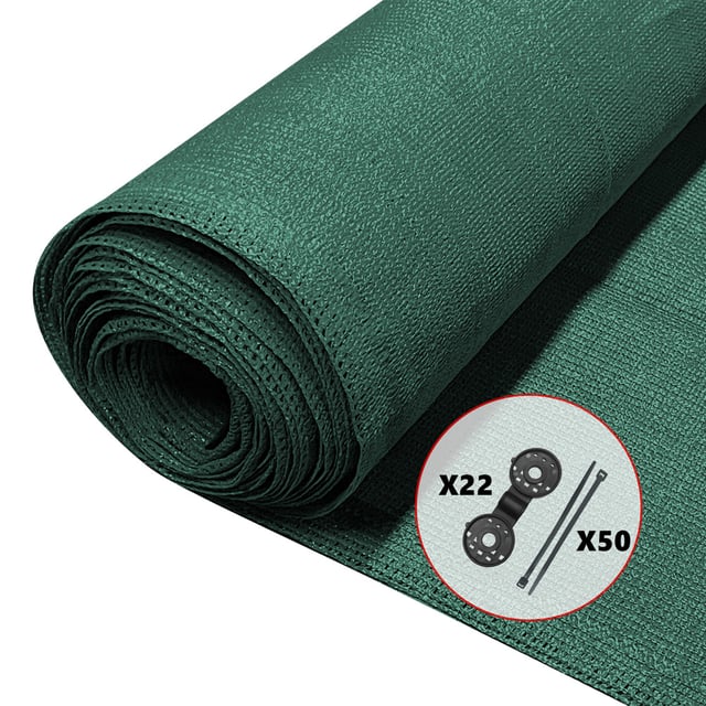 Brise vue occultant en HDPE 150g/m² 1.5x10m avec attaches de fixation vert VOUNOT®