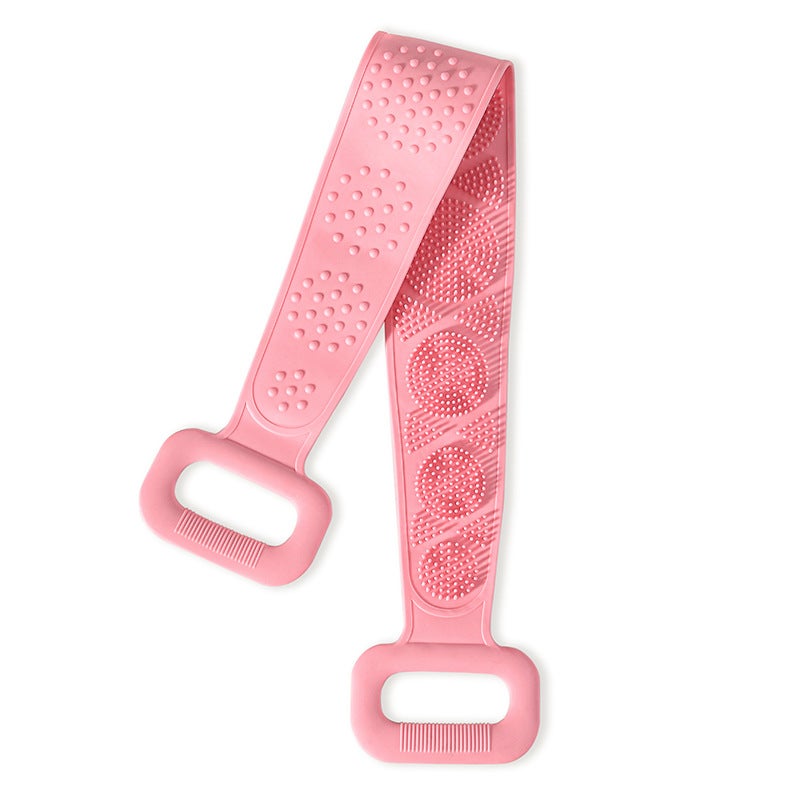 Peelingująca szczotka do pleców - długa szczotka do ciała - dwustronna - 70 cm - szczotka do pleców - silikonowa drapaczka, różowa