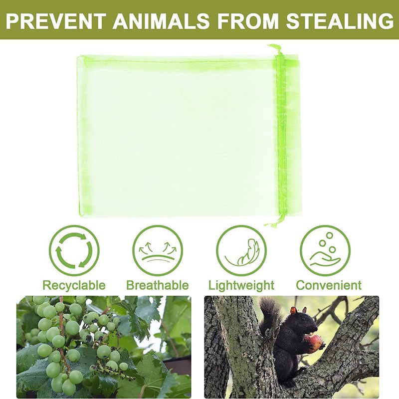 100 pièces fruits bouclier sacs jardin raisin maille sac Anti-oiseau filet couverture pour ferme verger fraise légumes cultiver sacs (15X20cm) - 3