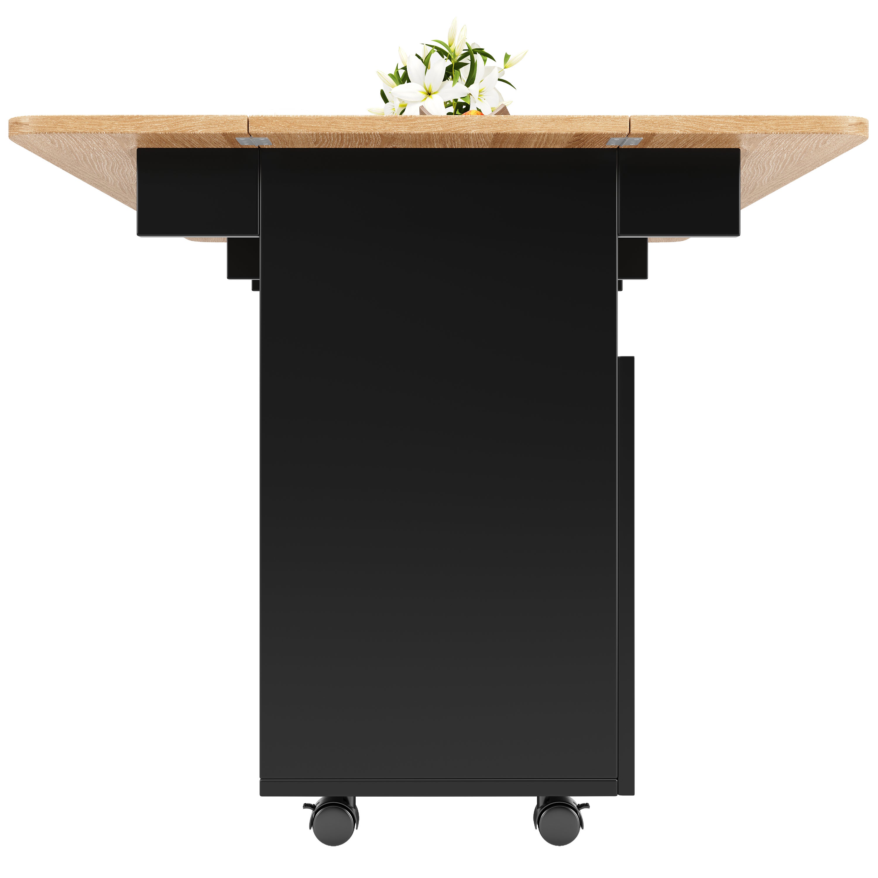 Îlot de cuisine 120x30x79,5 cm, desserte de cuisine avec rangements, buffet, table de salle à manger multifonction, MDF, noir - 9