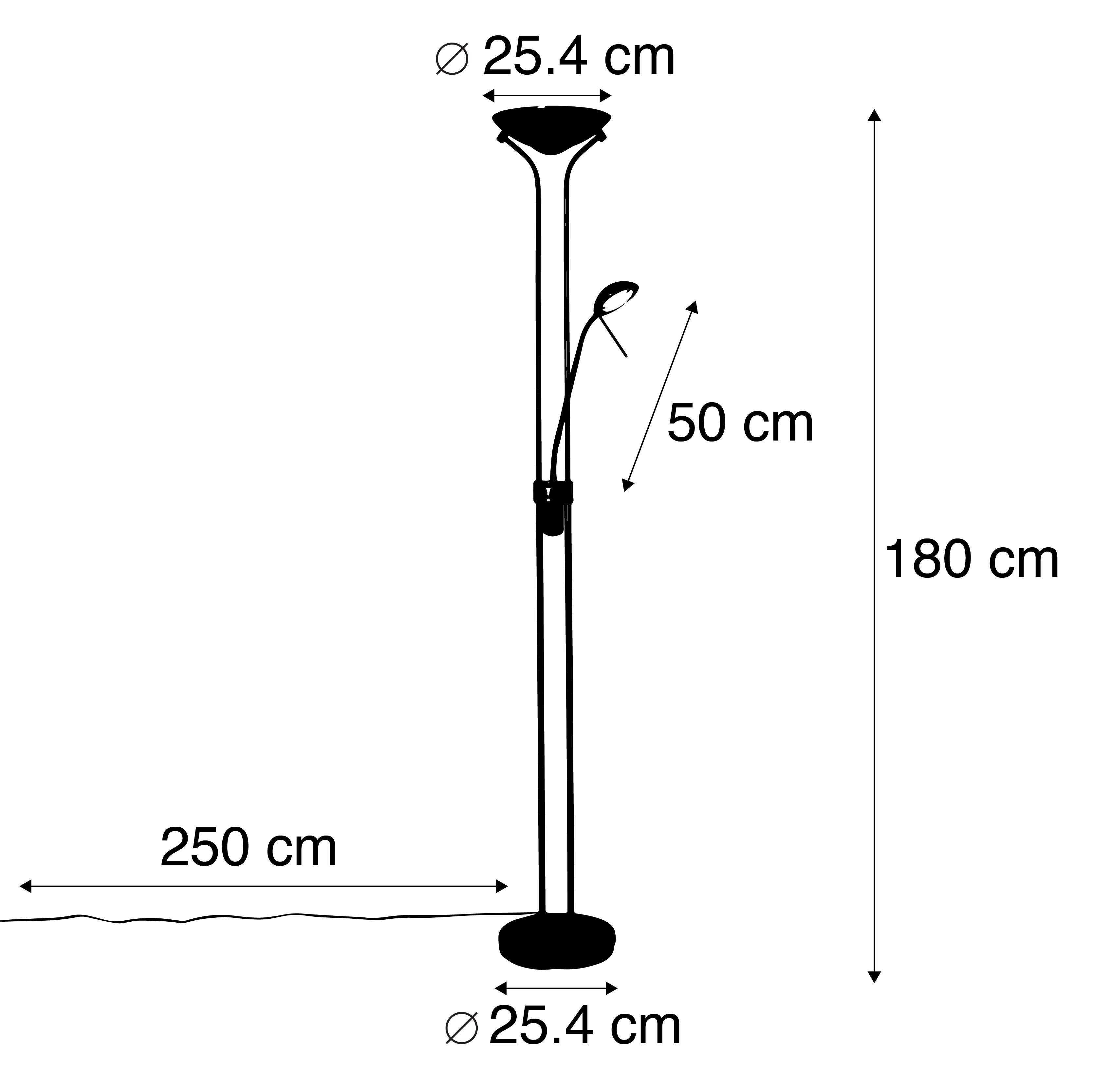 Qazqa classic-antique lampadaire uplighter avec bras de lecture - Diva - bronze, led intégrée 23w incluse, Integrated led, 2000k - 3