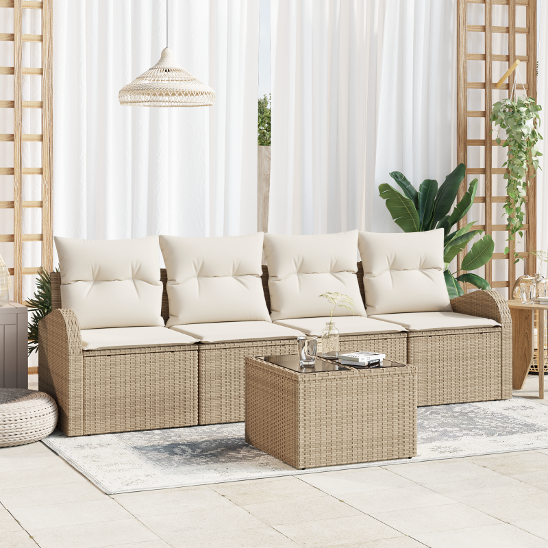 Zestaw Sof na Ogród Beżowy 55 x 55 x 37 cm polirattan vidaXL