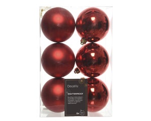 ZALAON - 44 Palline Di Natale In Plastica PET Per Albero - Set Decorativo Bianco E Rosso - Lucide E Opache Con Gancio