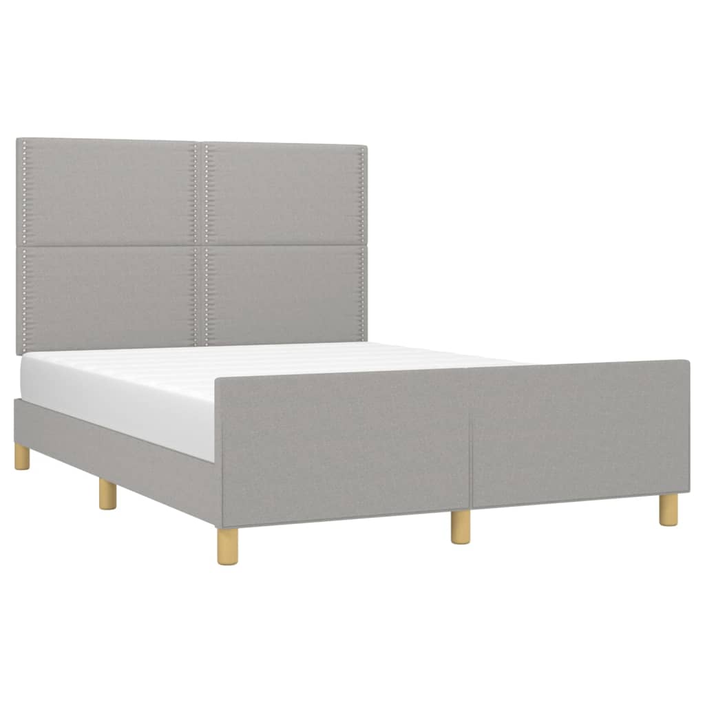 Cadre de lit sans matelas gris clair 140 x 200 cm tissu - 3