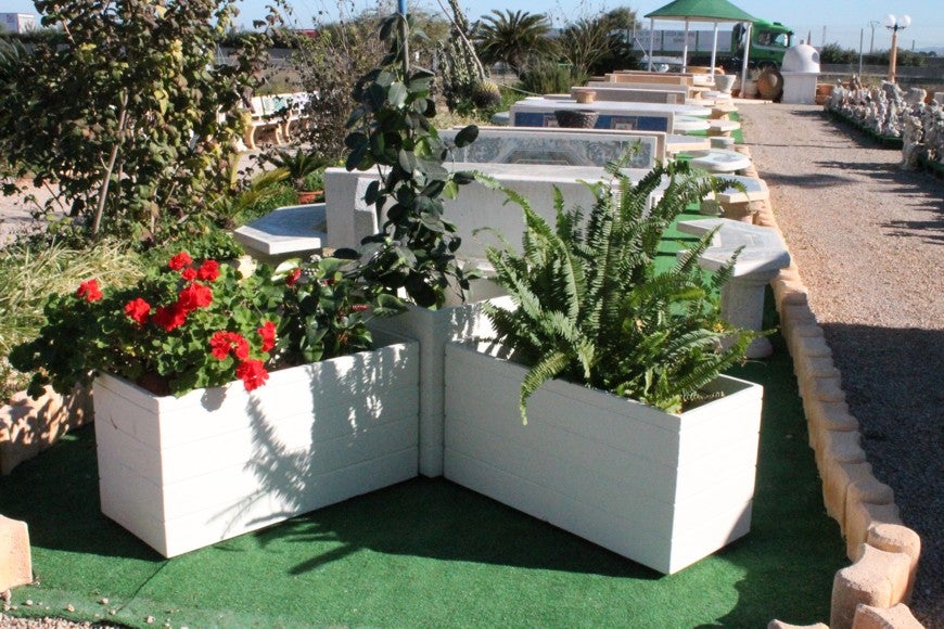 Jardinière 90X29X37cm. en Béton Pierre allégé. Blanc - 3