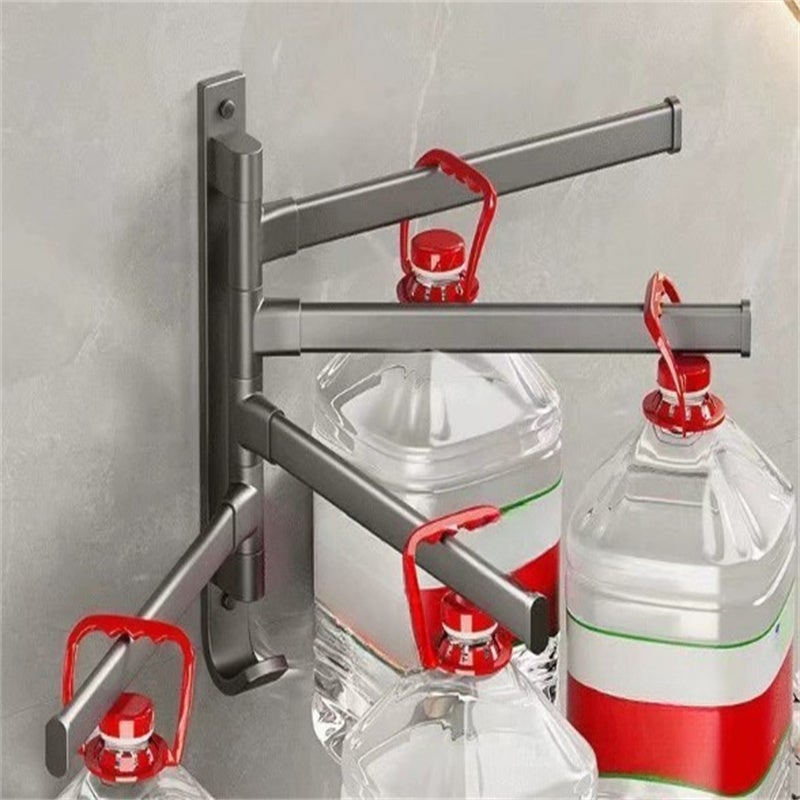 Porte-serviettes mural rotatif sans perçage en aluminium blanc, 4 barres robustes 31,6×27,4 cm, design durable et pratique - 5