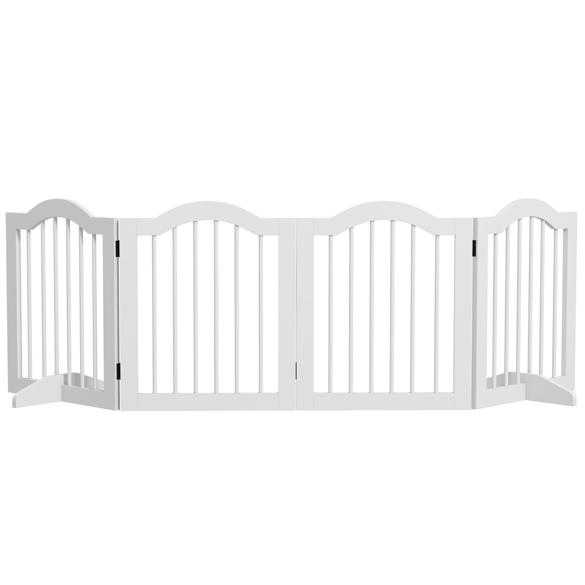 Barrière chien blanche 4 panneaux, MDF/bois, pliable, escaliers ...