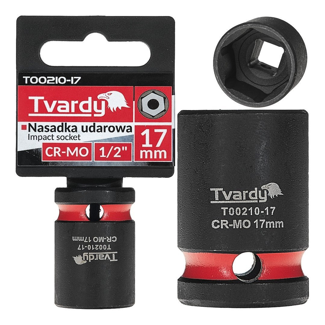 Cheie tubulara de impact Tvardy T00210-17, scurta, 17 mm, otel CR-MO