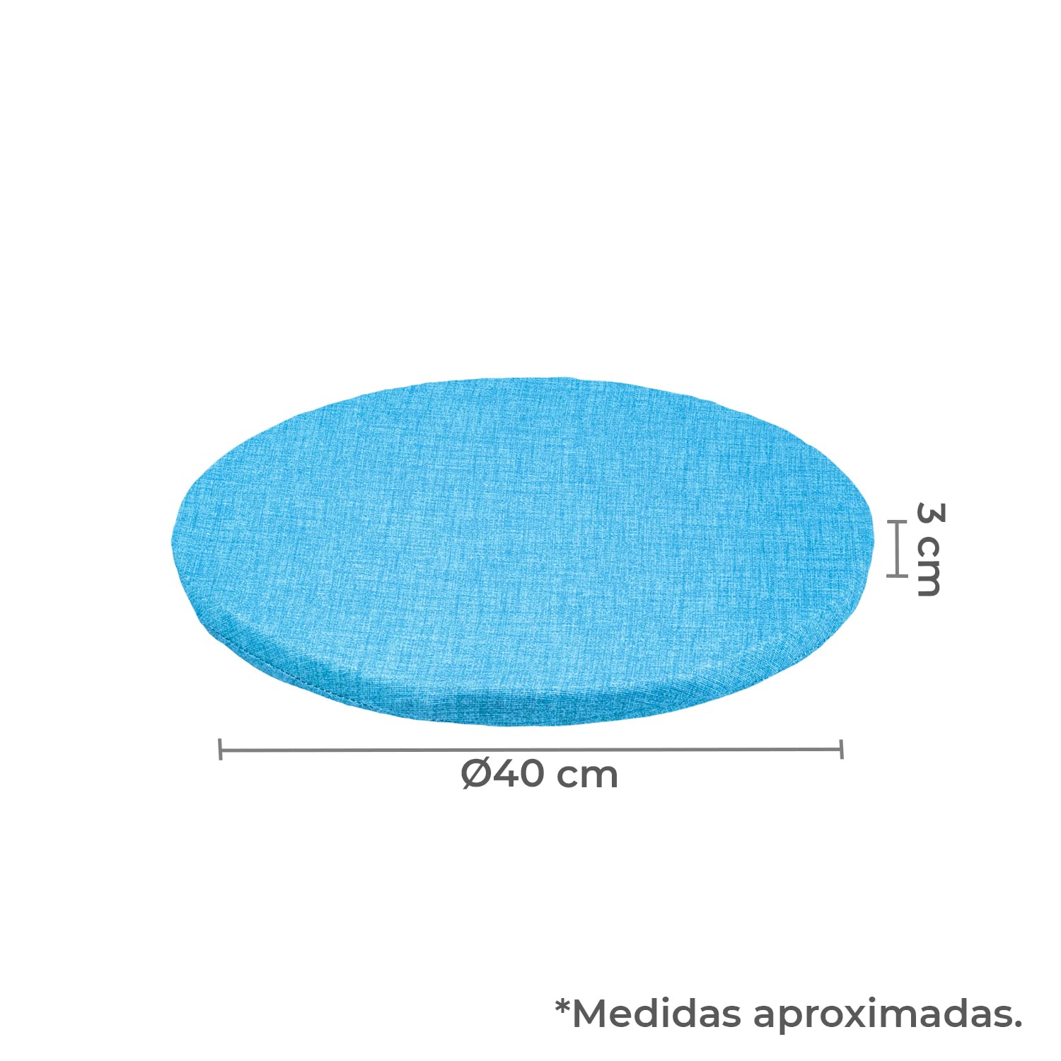 TIENDA EURASIA - Pack de 4 Cojines Redondos, Exterior e Interior, Funda Lavable, ø40x3 cm, Cian - 2