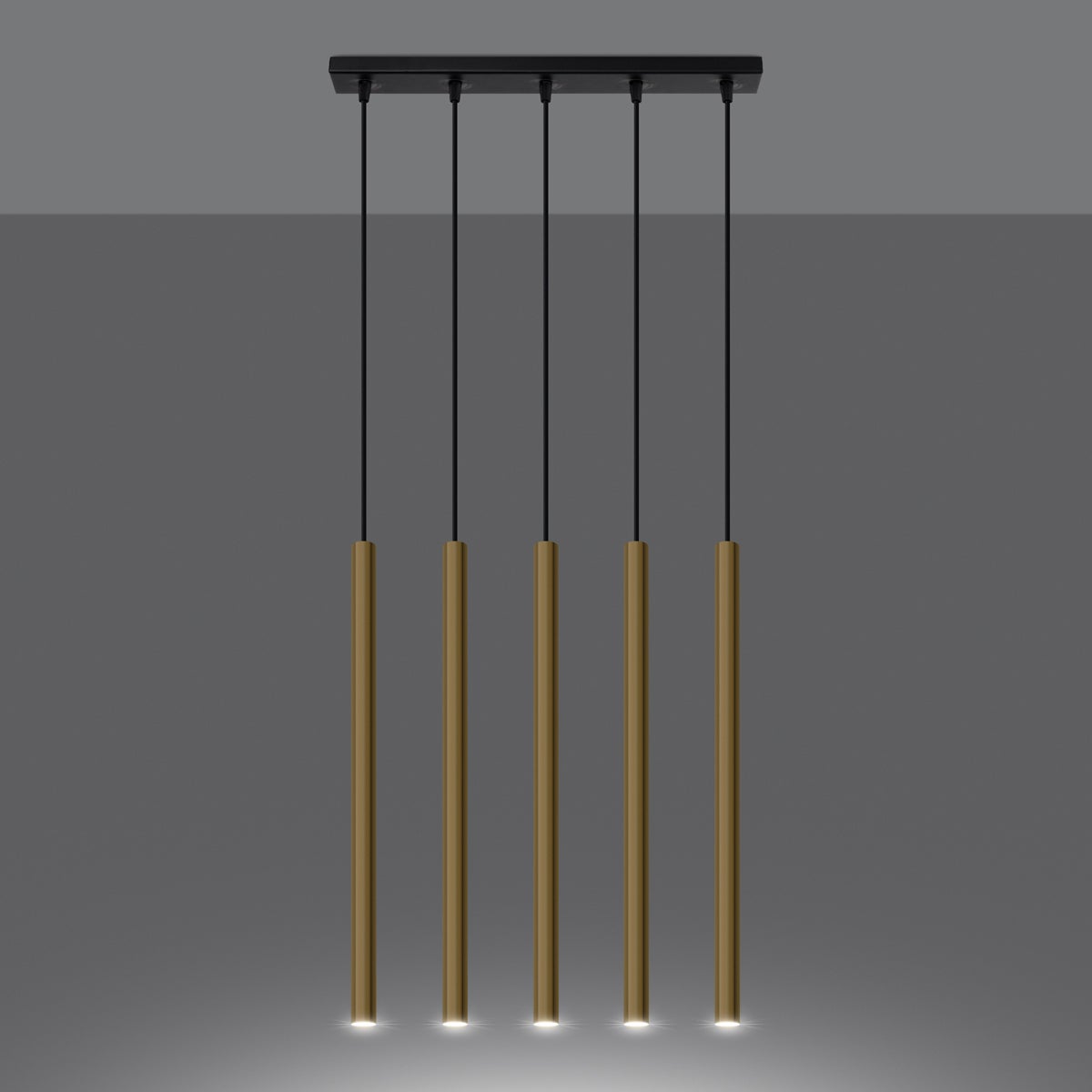 Lampa Wisząca BRILL 5L złoty połysk LED 3000K - 45x5x90cm Sollux