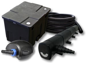 Kit Complet Filtration Bassin SunSun : Filtre CBF-550 (60 000 L), Pompe CTF-8000, UV CUV-318, Tuyau 25 M