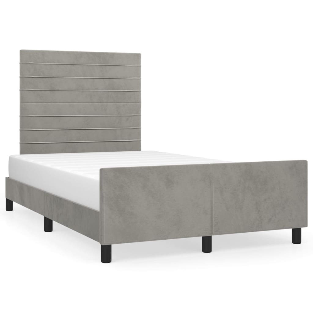 Cadre de lit sans matelas, en velours, gris clair, pour la chambre, 120 × 200 cm - 2
