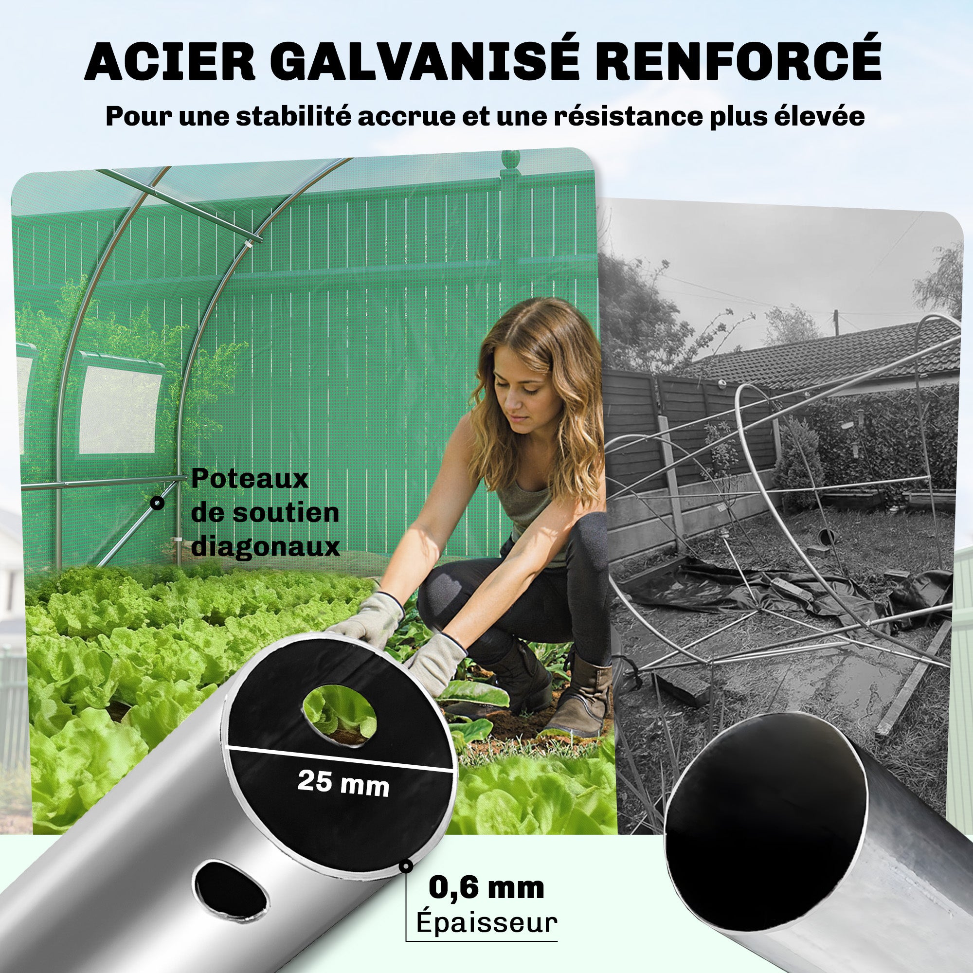 Serre tunnel de jardin PE Outsunny - 4