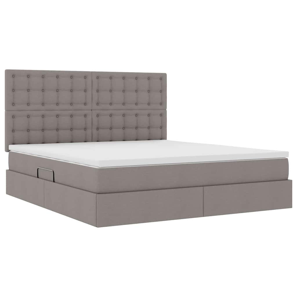 Lit avec rangement et matelas en tissu taupe pour la chambre, 160 × 200 cm - 5