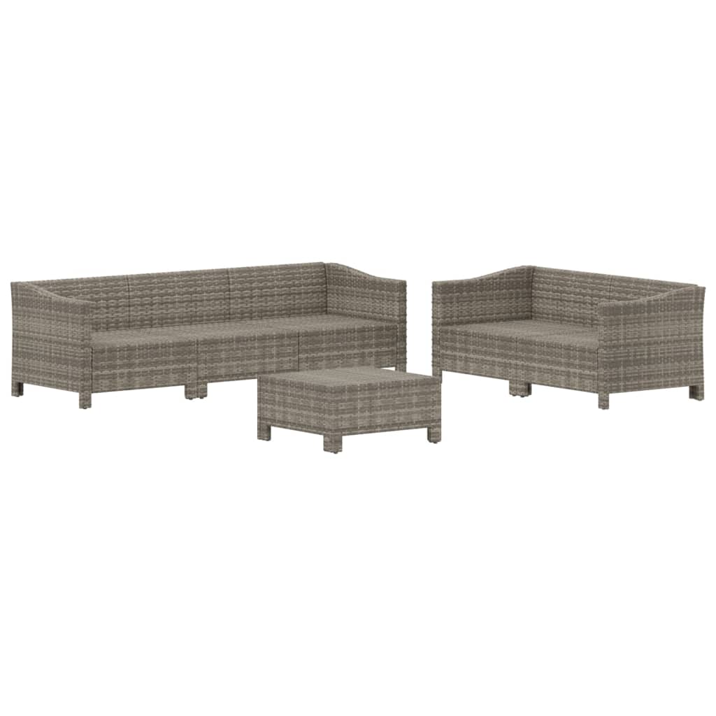 Maison Exclusive - 6 pcs conjunto lounge de jardim c/ almofadões vime PE cinzento - 4
