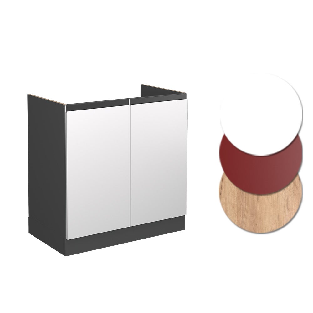 Vicco Meuble bas sous-évier R-Line, Blanc, 80cm J-Shape PT Marbre - 5