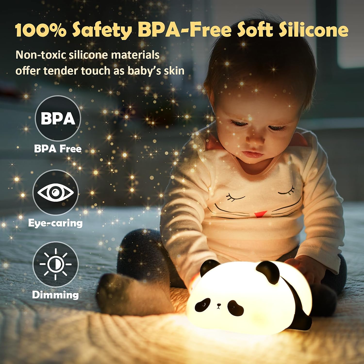 Veilleuse Usb Veilleuse Enfant Almaxi, Panda Silicone Noir Et Blanc, 8 LED, Rechargeable USB, Minuterie 30min, 3 Niveaux De Luminosité, 8 Modes De Couleur, Câble USB Inclus Duck Lamp