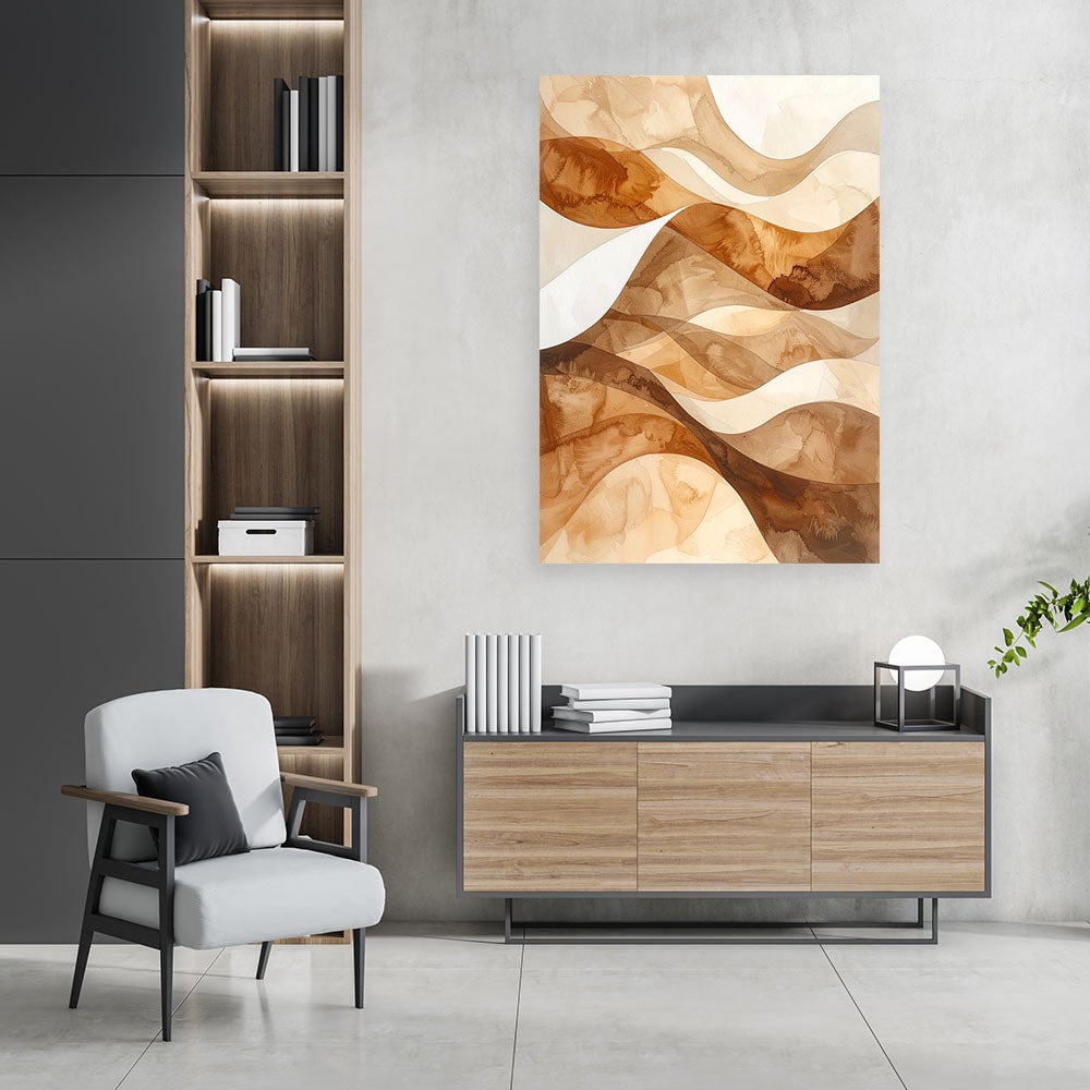 Obraz do salonu sypialni biura loftu, Abstrakcja linie kształty beżowy 40x60 - 2