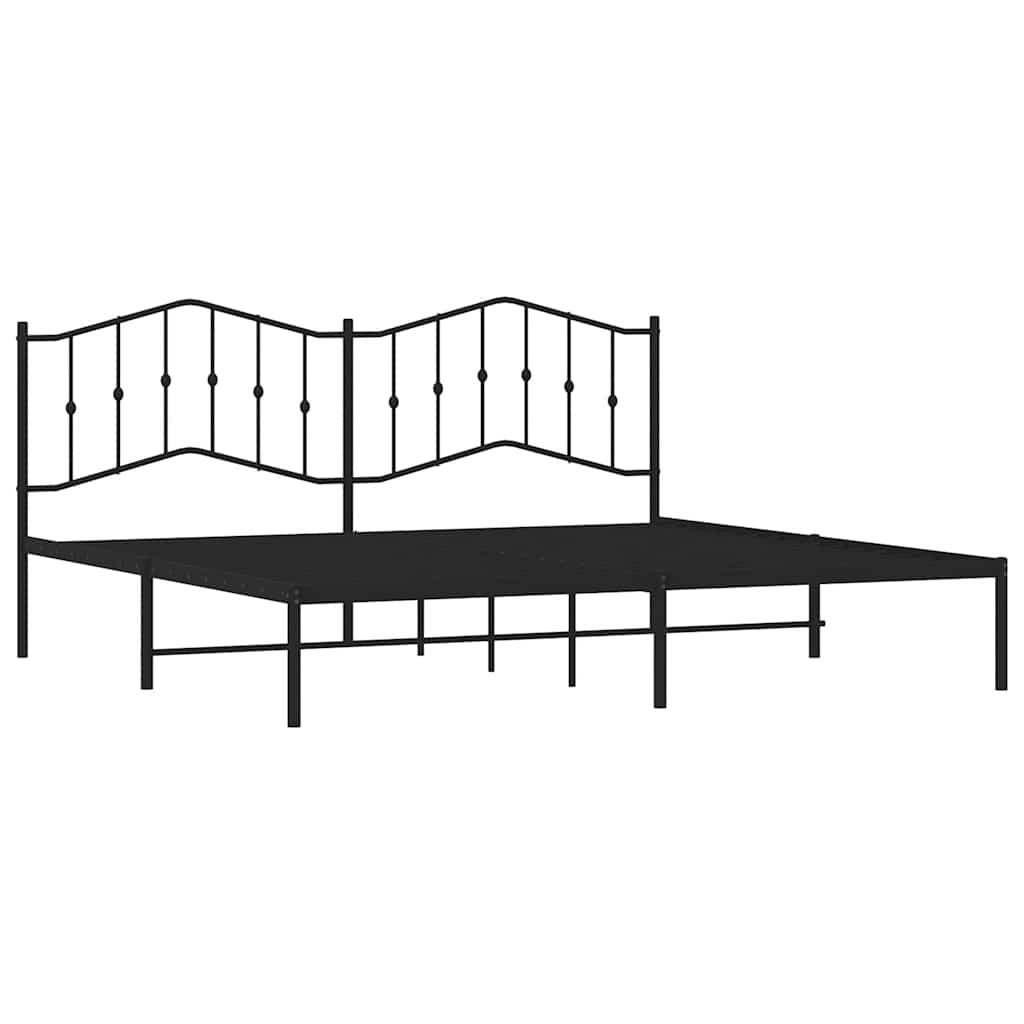 Estructura cama sin colchón con cabecero metal negro 193x203 cm vidaXL - 5