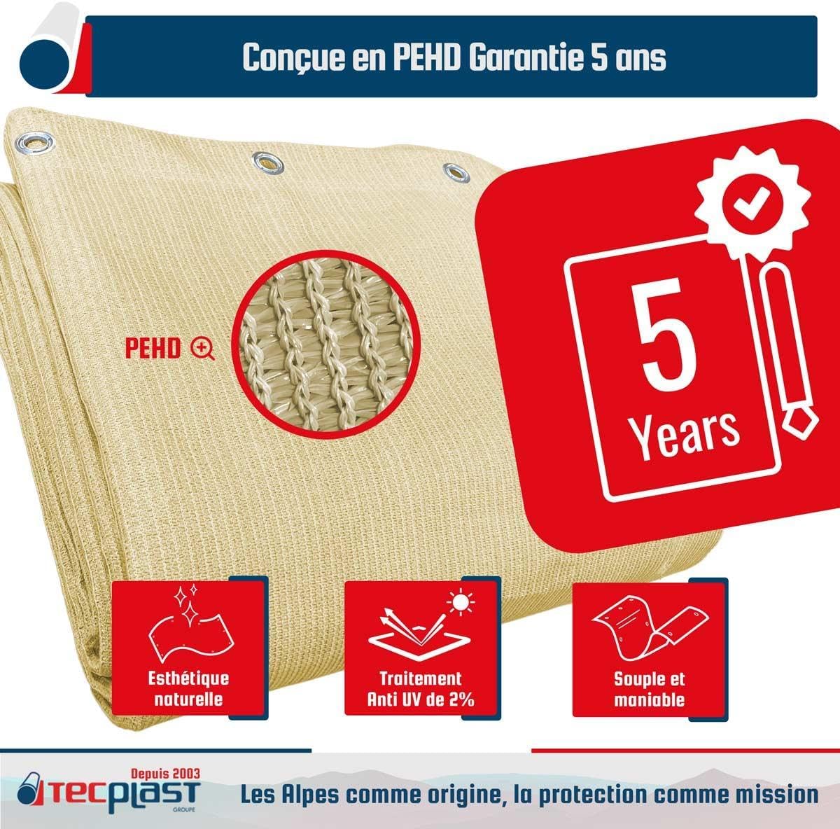 Filet d'ombrage TECPLAST FP320PR 3x4 m Beige Sable perméable pour ...