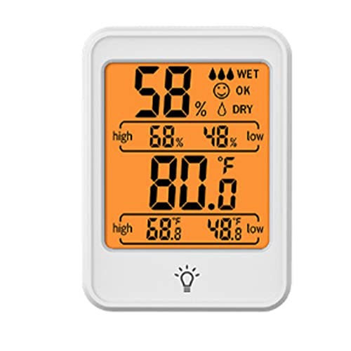 Termometr i higrometr do wnętrz, monitor temperatury i wilgotności z podświetleniem, rejestracja wartości max/min, konwersja °F/°C, biały