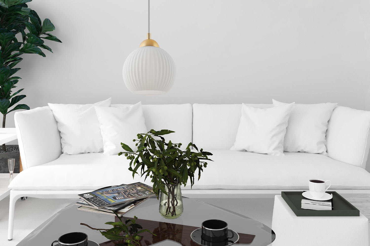 Lampa sufitowa wisząca Riffle loft 1xE27 klosz kula złota/biała Light Home LH - 4