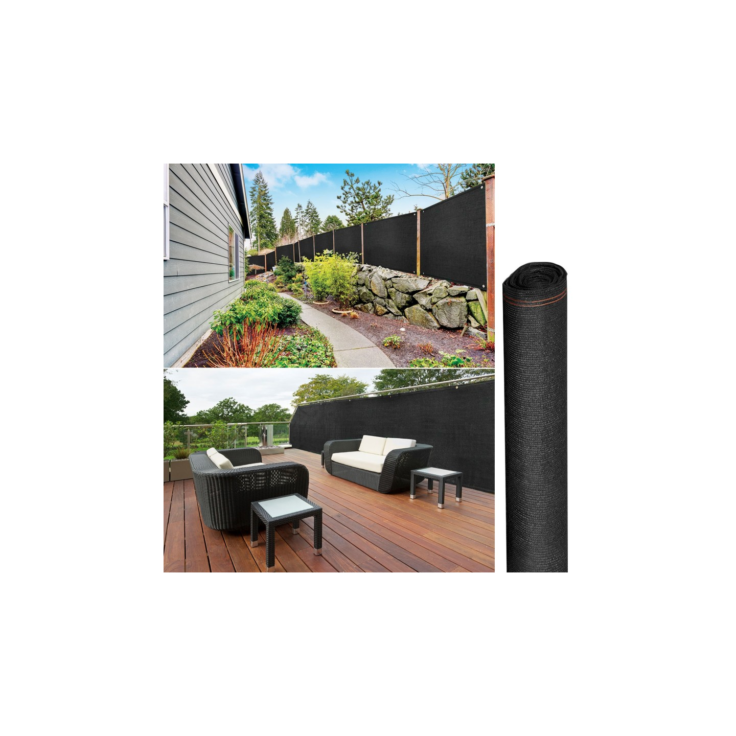 Brise vue renforcé 1,8 x 10 M noir 220 gr/m² luxe PRO - 5