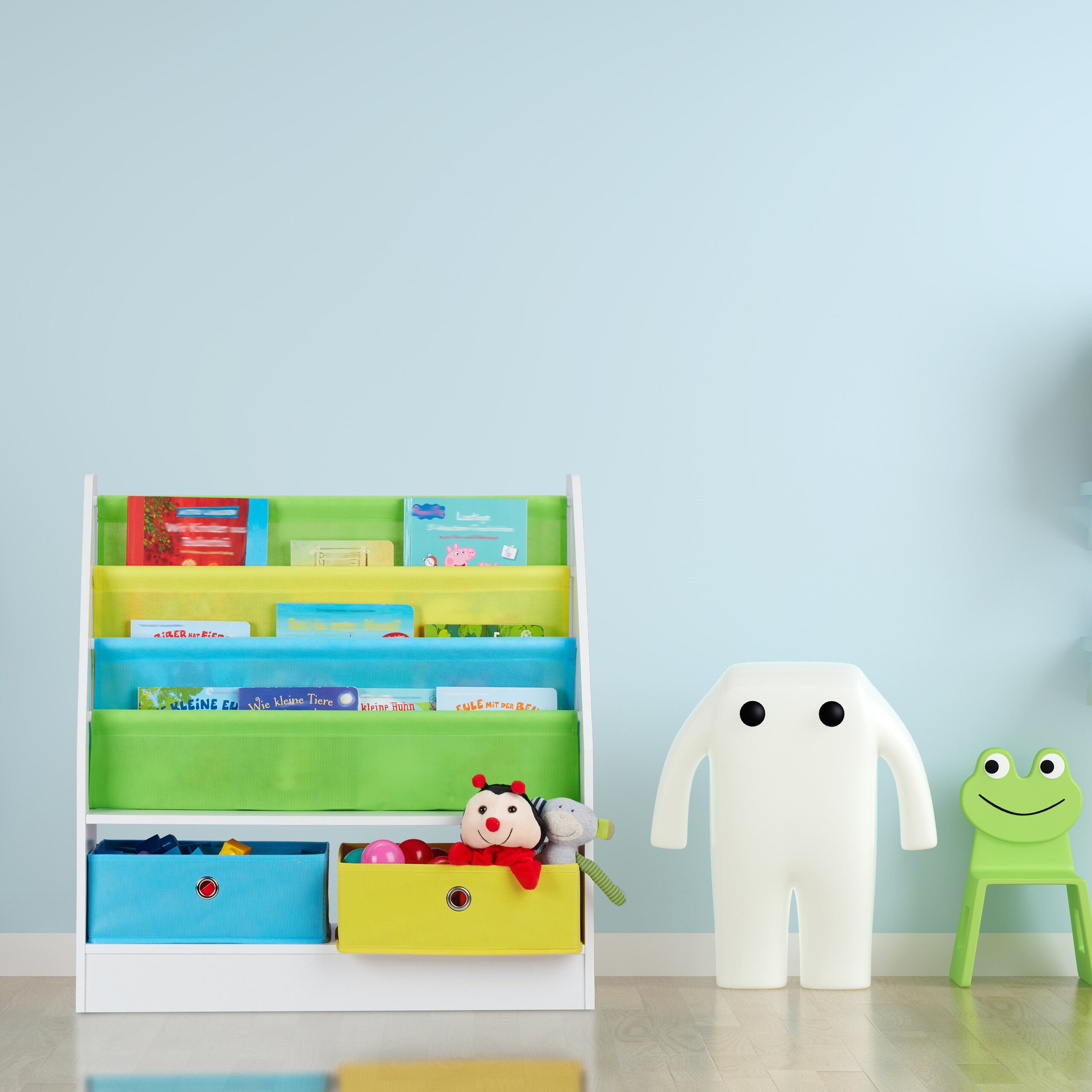 Porta Giochi Bambini, Con Motivi Marini, 2 Scatole, 3 Scomparti - 5
