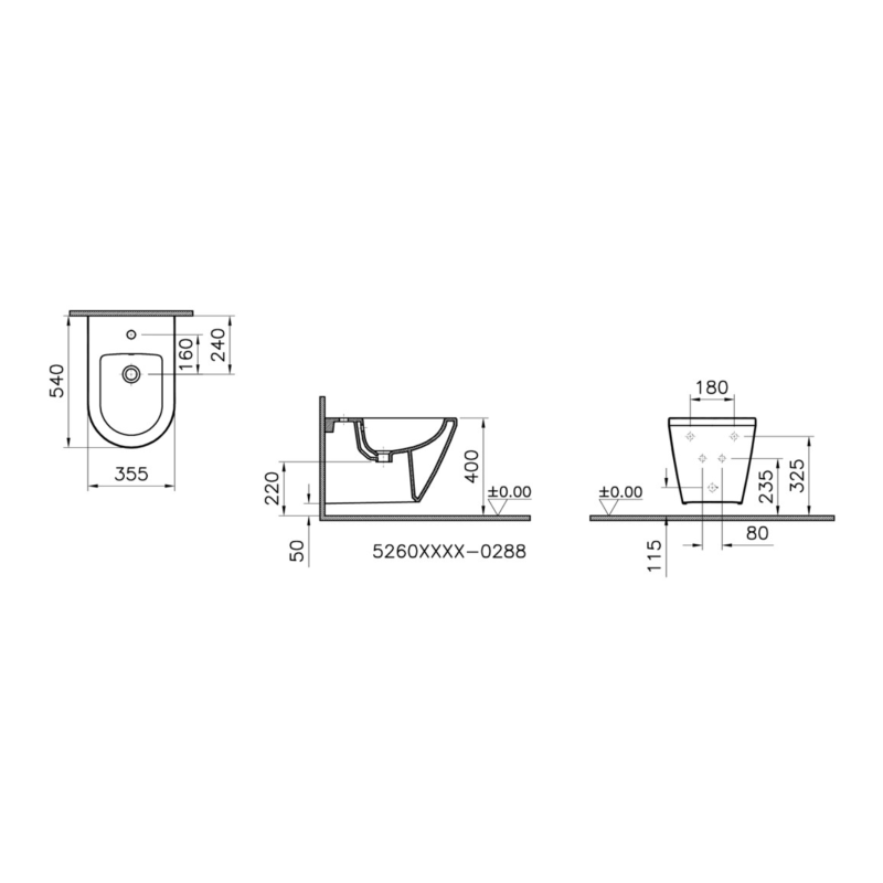 Integra bidet suspendu et trop-plein, 35,5x54 cm, blanc (7042-003-0288) - 5