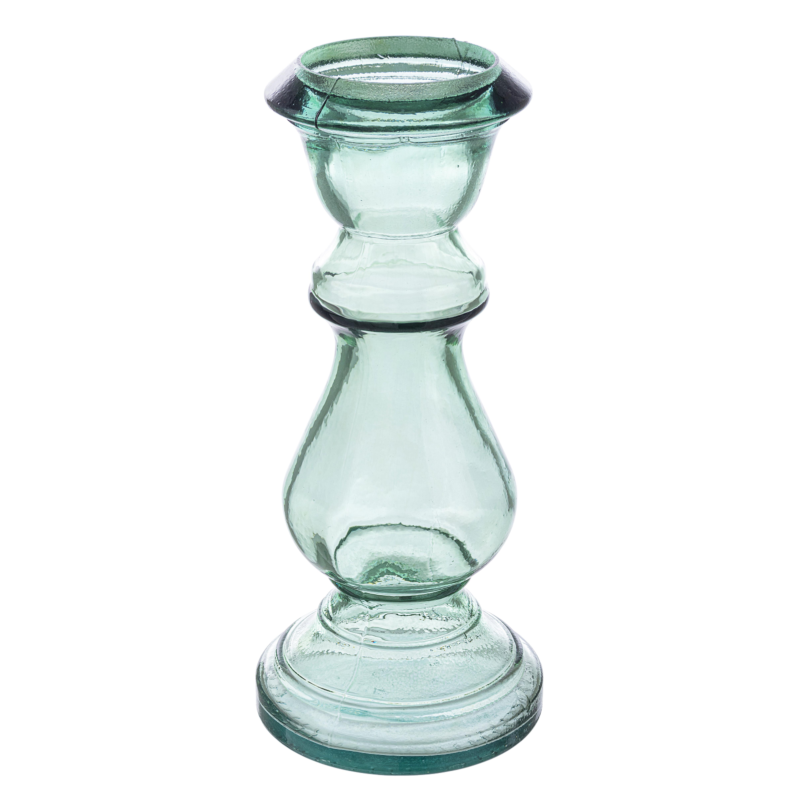 Candelabro jody de cristal azul zafiro h 40cm fabricado con vidrio reciclado / ø17 x h 40cm / verde jade