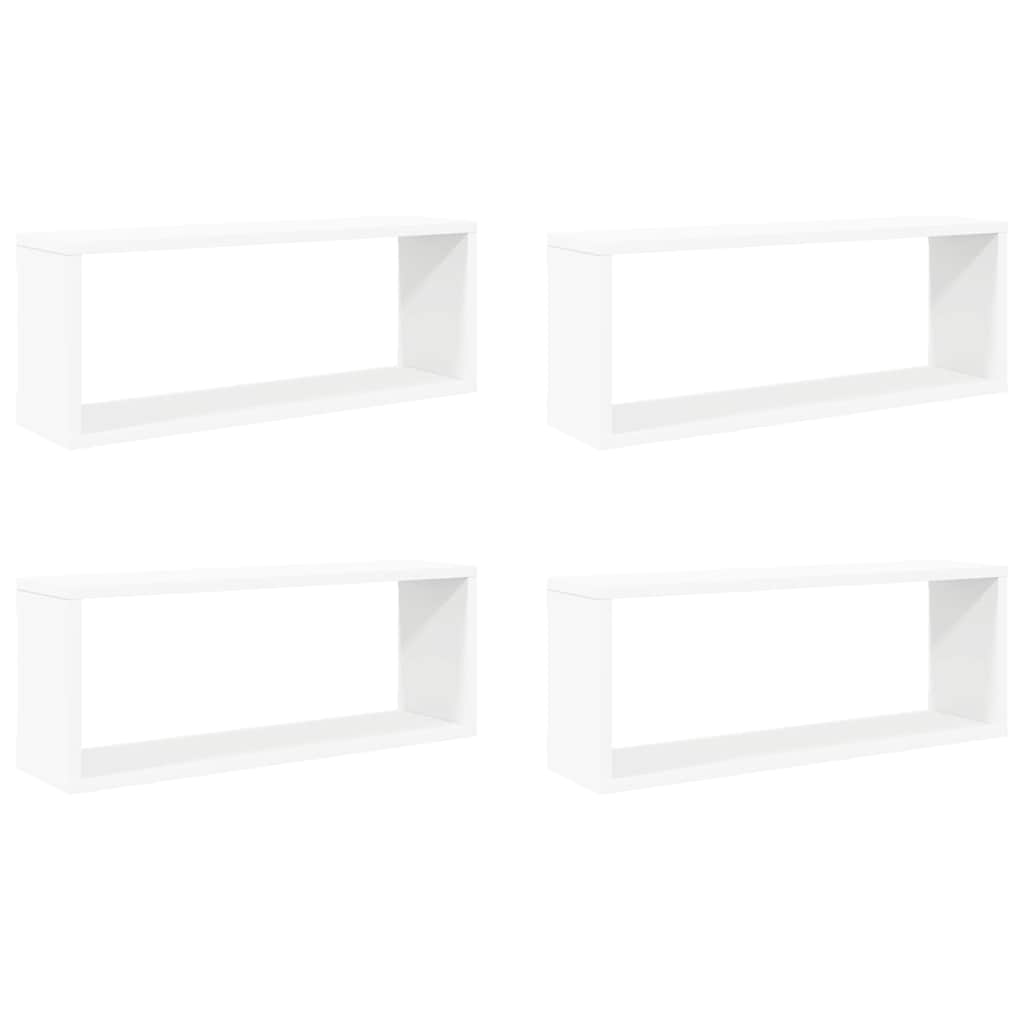 Lot de 4 étagères murales cube - Fixation invisible - Bois d'ingénierie ...