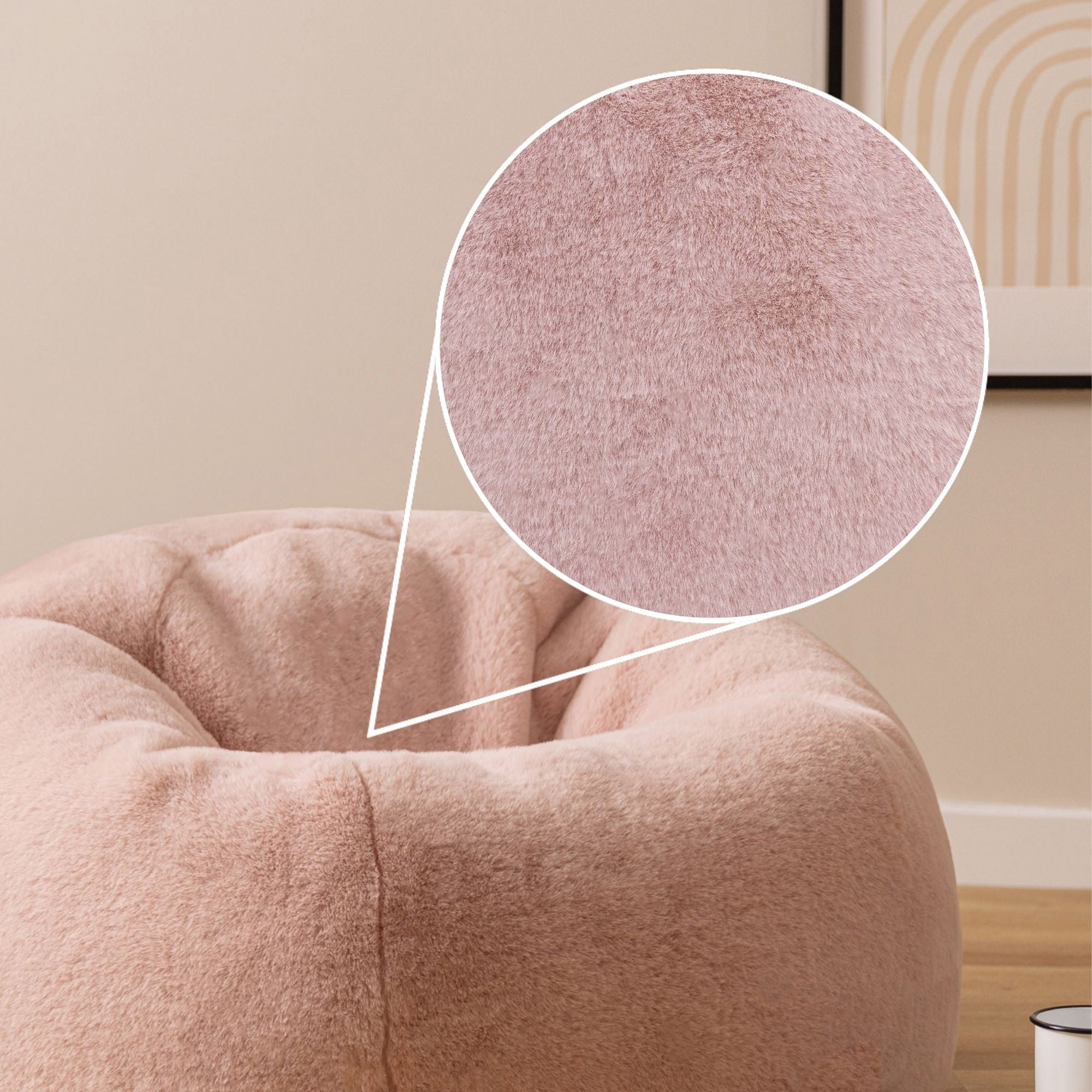 Pouf classique Icon en imitation fourrure luxueuse de lapin, rose, salon, chambre, 85x85cm, Made in Allemagne, Oeko-Tex® - 6