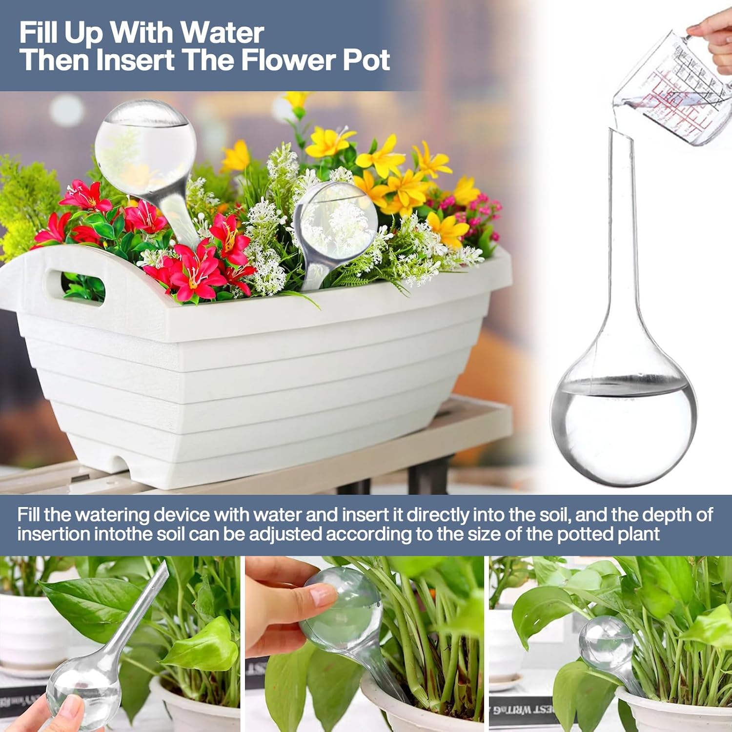 10 Pièces Boules d'Irrigation pour Plantes,Plante Arrosage Goutte à Goutte Automatique,Transparent Distributeur Eau Plante - 3