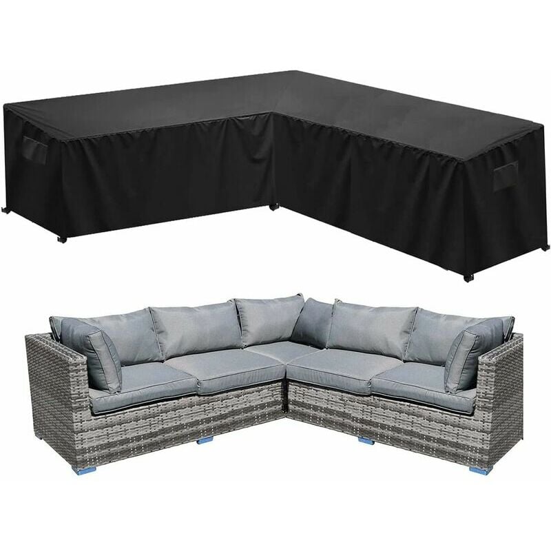 Wodoodporny pokrowiec ochronny na narożnik ogrodowy - Pokrowiec ochronny na narożnik w kształcie litery L - 215 x 215 x 87 cm