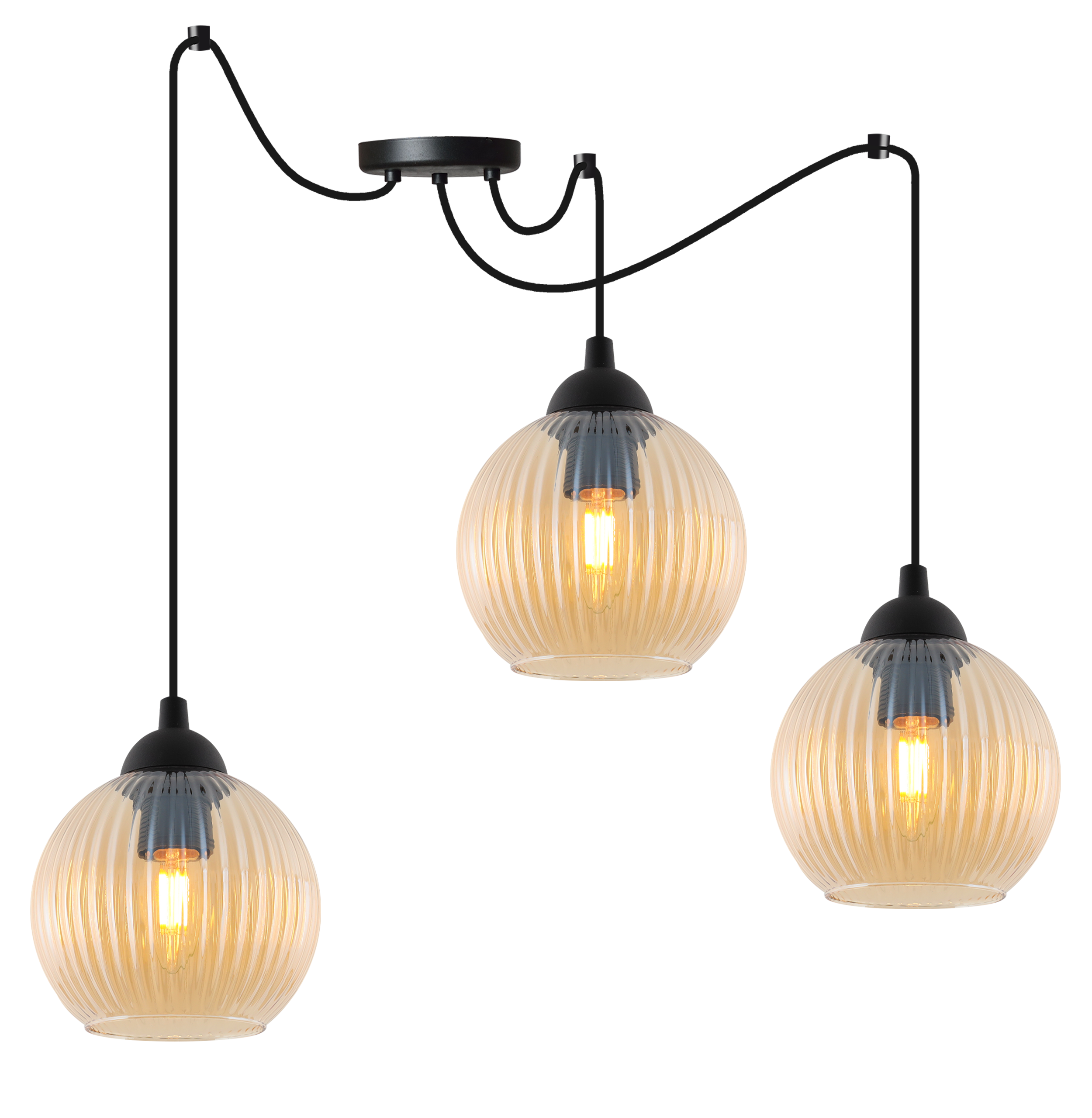 Lampă suspendată de tavan orizontală Light Home LH Riffle Kula 3x E27 60W chihlimbar