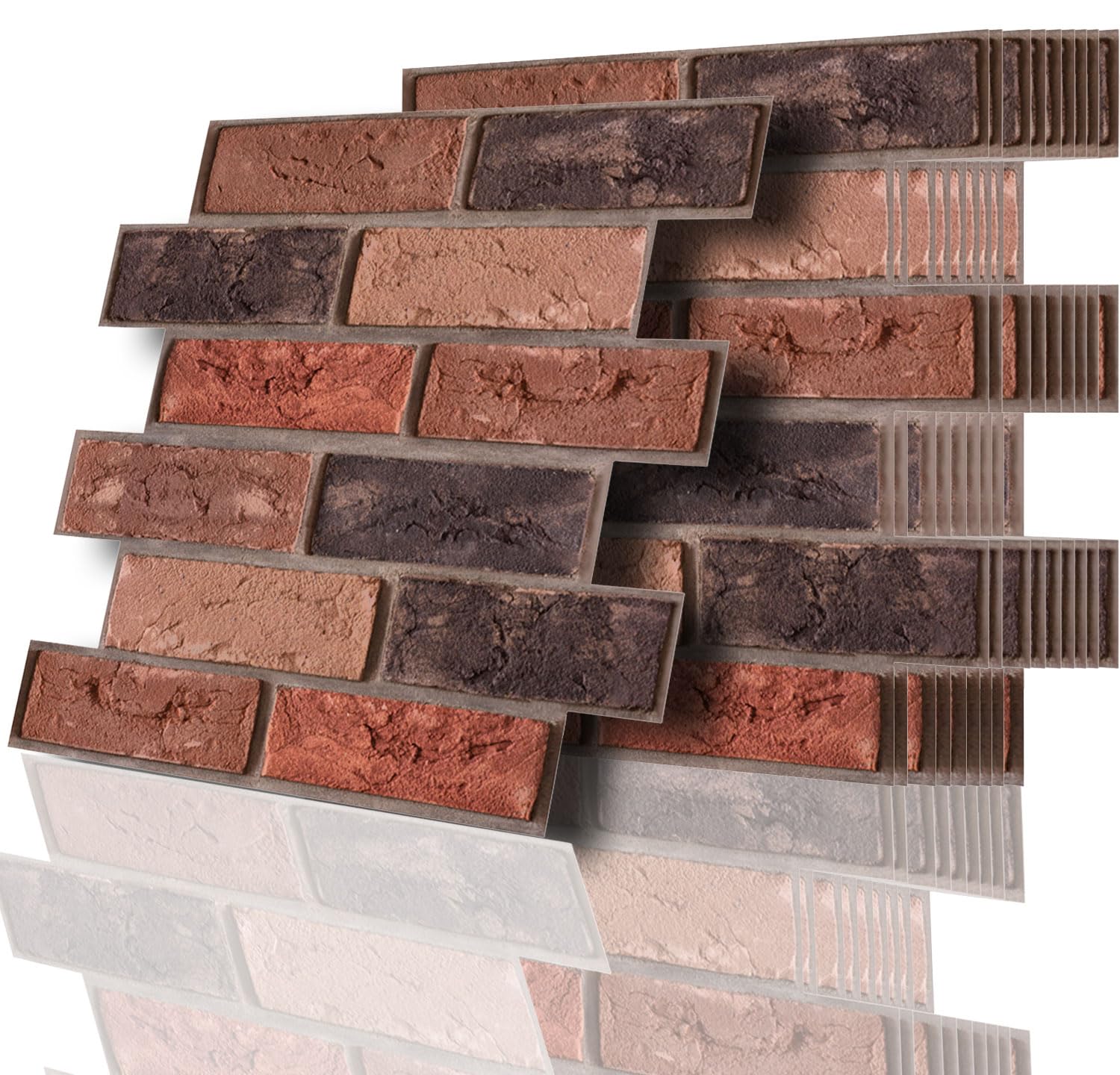 Samoprzylepny panel ścienny 3D, panel ścienny imitujący cegłę, płytki z czerwonej cegły do salonu, kominka, sypialni, 30 x 30 cm, 10 sztuk