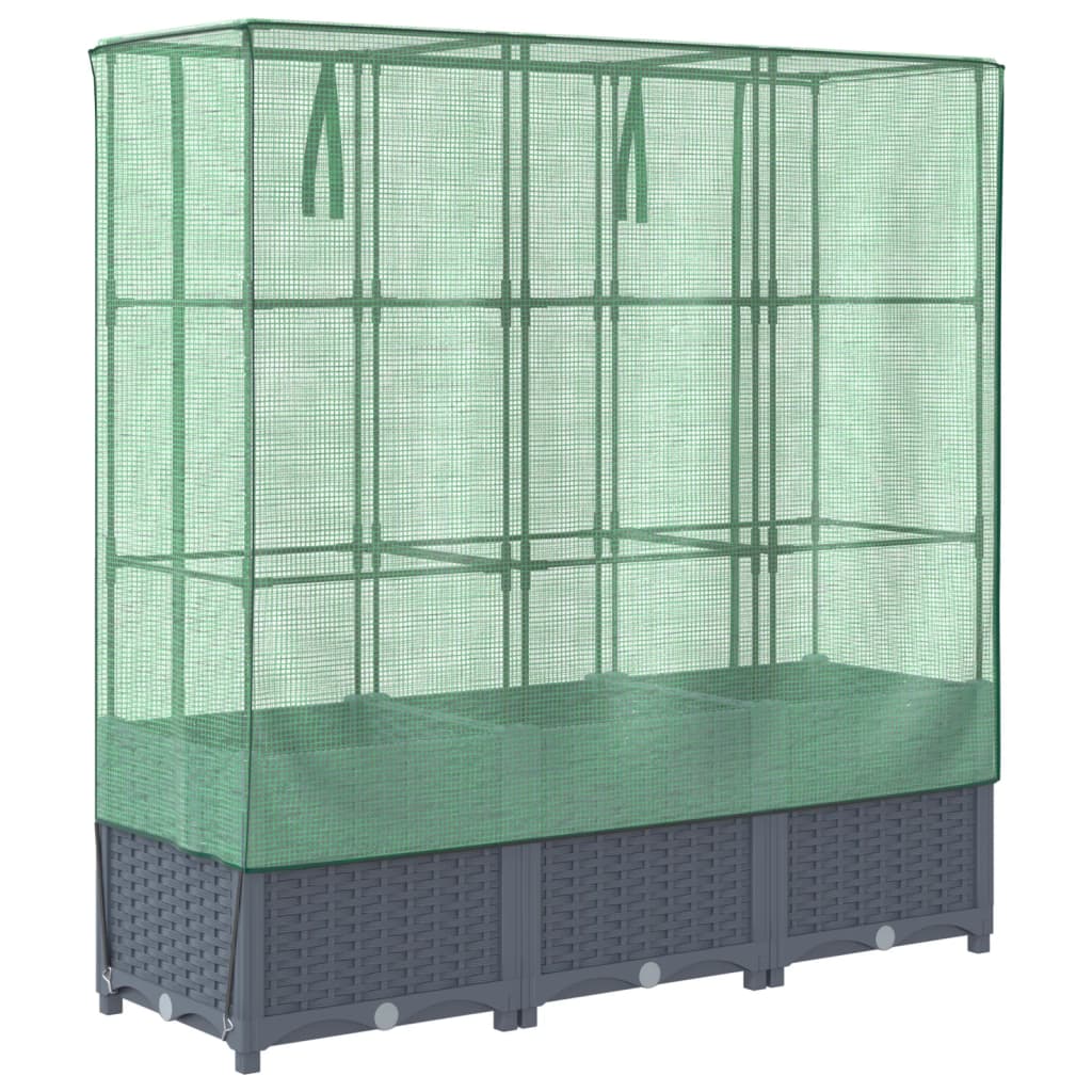 Maison Exclusive - Jardinière surélevée avec housse aspect rotin 120x40x138 cm - 6
