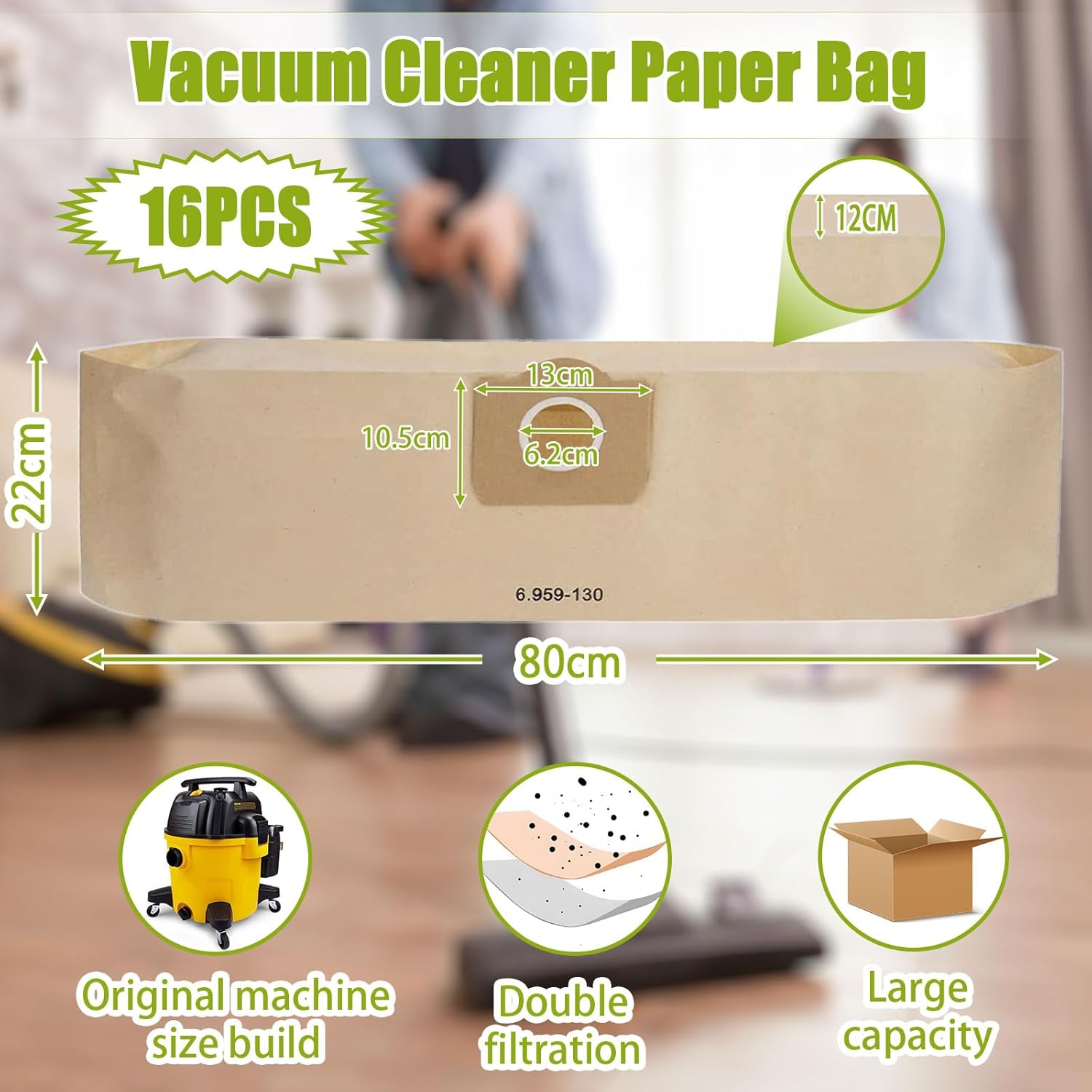 Rebirthcare 10 Sacchetti Per Kärcher Aspirapolvere + 1 Filtro Per - Foto 11