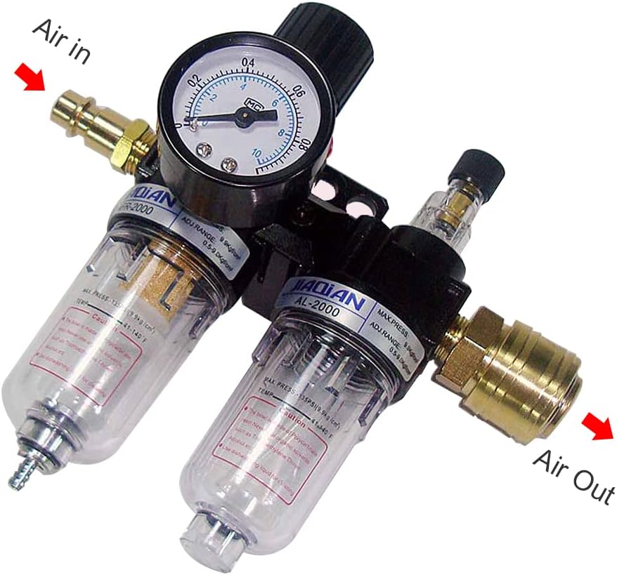 Filtre Régulateur 1/4 Régulateur de Pression d'Air, Séparateur Eau-Huile, Régulateur de Pression D'air pour Compresseur et Outils à Air - 5