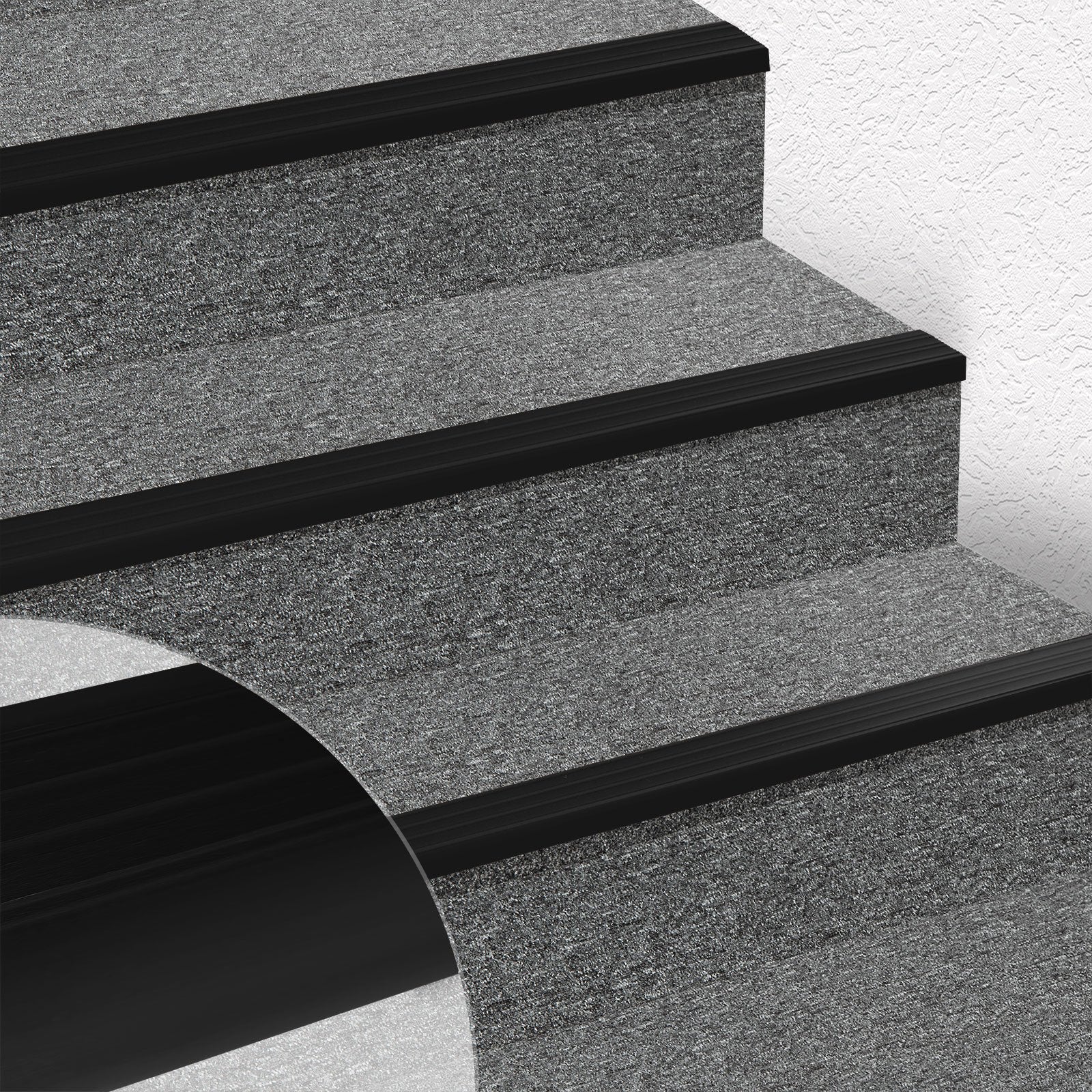 Profili per scale Michigan PVC montaggio con o senza foratura, 45 x 42 mm, Nero, Lunghezza = 120 cm - 4