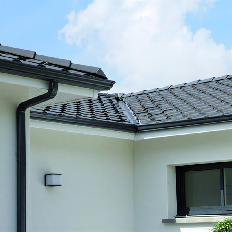 Kit gouttière aluminium corniche G300 3 m gris anthracite – gouttière alu toiture avec 6 crochets écarteurs – évacuation eaux pluviales - 6
