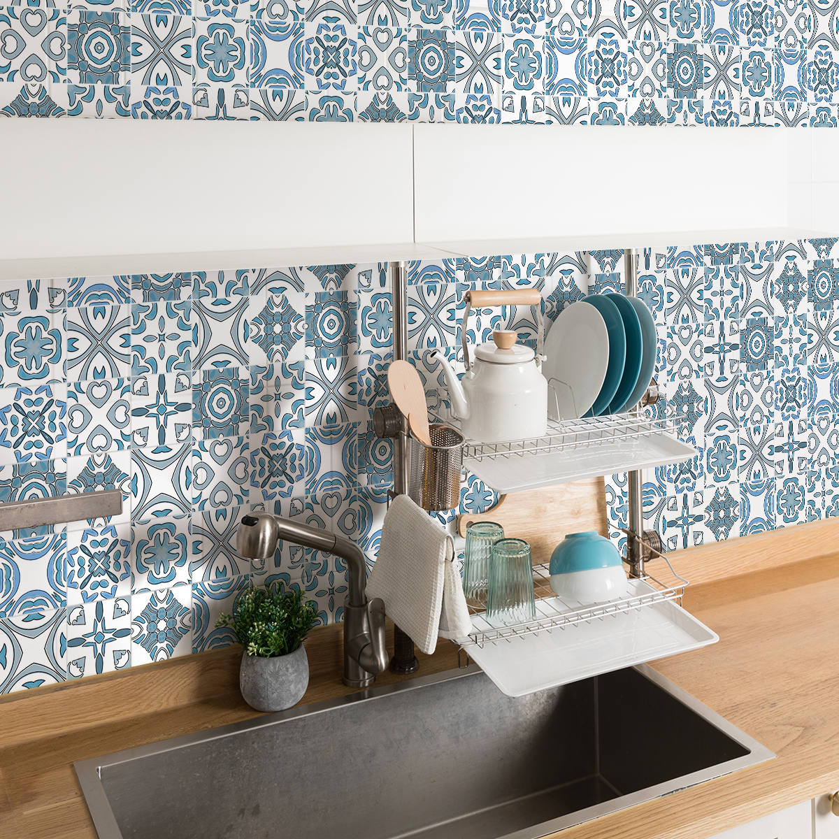 24 vinilos baldosas de cemento azulejos tisiano - adhesivo de pared - revestimiento sticker mural decorativo - 24stickers10x10cm